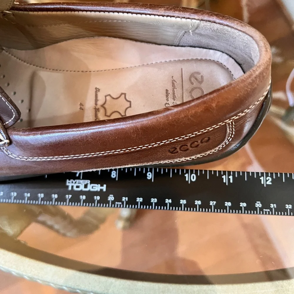 ECCO Mens Brown Leather Driving Penny Loafers Sz 44/10.5 Slip On Comfort Preppy - Picture 13 of 16